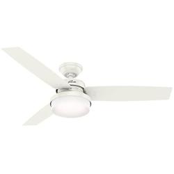 HUNTER 59169 Sentinel Indoor Ceiling Fan with LED Light and Remote Control, 52'', White