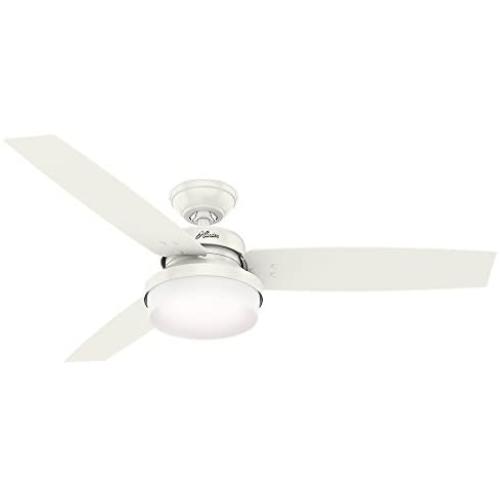 HUNTER 59169 Sentinel Indoor Ceiling Fan with LED Light and Remote Control, 52'', White