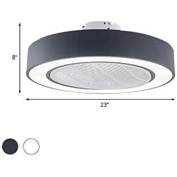 BAYCHEER Minimalist Round Hanging Fan Lamp 23'' Width LED Metal Semi Flush Ceiling Light Fixture with 3 Blades Remote Control Adjustable Tri-Color Dimming for Living Room Dining Room Bedroom,Black