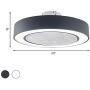 BAYCHEER Minimalist Round Hanging Fan Lamp 23'' Width LED Metal Semi Flush Ceiling Light Fixture with 3 Blades Remote Control Adjustable Tri-Color Dimming for Living Room Dining Room Bedroom,Black