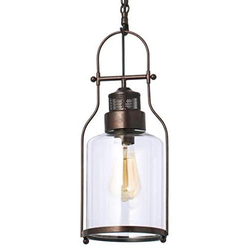 Vintage Glass Hanging Pendant Light Fixture,6'' Industrial Kitchen Island Ceiling Light with Cylinder Glass Shade, E26 Base for Dining Room,Kitchen,Living Room,Hallway,Farmhouse,Antique Copper Finish