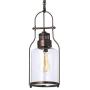 Vintage Glass Hanging Pendant Light Fixture,6'' Industrial Kitchen Island Ceiling Light with Cylinder Glass Shade, E26 Base for Dining Room,Kitchen,Living Room,Hallway,Farmhouse,Antique Copper Finish