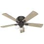 HUNTER 54208 Crestfield Indoor Low Profile Ceiling Fan with LED Light and Pull Chain Control, 52'', Noble Bronze