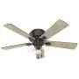 HUNTER 54208 Crestfield Indoor Low Profile Ceiling Fan with LED Light and Pull Chain Control, 52'', Noble Bronze
