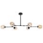 TopJiä Industrial Sputnik Chandelier,E26 Vintage Nordic Metal Pendant Lighting Dining Room Living Room Bedroom Ceiling Light with Adjustable Branches and Glass Light Shade Black 6 Light