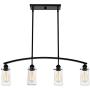 Kira Home Rayne 33'' 4-Light Modern Farmhouse Arched Island Light, Seeded Glass Shades + Black Finish