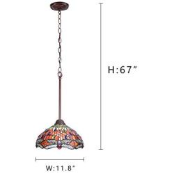 Capulina Tiffany Dragonfly Pendant Lights W12'', Tiffany Kitchen Counter Lighting, Hanging Tiffany Style Lamp, Tiffany Hanging Lights for Kitchen, Pendant Lights for The Kitchen, Tiffany Pendant Lamp