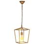 LITFAD Antique Brass Lantern Pendant Lighting Industrial 1 Light Metal Ceiling Lamp LED Barn Pendant Light Ceiling Hanging Light with Adjustable Hanging Chain for Dining Room Living Room Restaurant