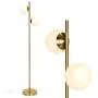 Brightech Sphere - Mid Century Modern 2 Globe Floor Lamp for Living Room Bright Lighting - Contemporary LED Standing Light for Bedrooms & Offices - Gold / Antique Brass Indoor Pole Light