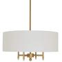 Amazon Brand – Stone & Beam Classic Ceiling Pendant Chandelier Fixture With White Drum Shade- 20 x 20 x 42 Inches, Antique Brass