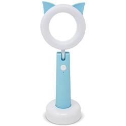 LED Animal Pet Desk Lamp/Night Light/Flashlight for Kids - Adjustable Angle Table Lamp - Book Light for Reading or Studying with 3 Modes, Dimmer, USB Charging, and Auto-Off Timer (Blue Cat)