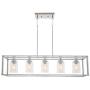 VINLUZ 5 Light Chandeliers Chrome with Clear Glass Shade Modern Industrial Kitchen Island Pendant Lights Linear Dining Room Lighting Fixtures Hanging, Farmhouse Flush Mount Ceiling Light for Bar VINLUZ 5 Light Chandeliers Chrome with Clear Glass Shade Modern Industrial Kitchen Island Pendant Lights Linear Dining Room Lighting Fixtures Hanging, Farmhouse Flush Mount Ceiling Light for Bar