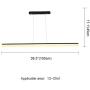 FangYanMei Modern Chandelier Atmosphere Creative Personality Pendant Light Living Room Dining Room Nordic line Dining Room Hanging Lamp Fixture (Black) dimmable with Remote Control