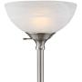 Maddox Modern Torchiere Floor Lamp Tall Satin Nickel Slim Profile Alabaster Glass Shade for Living Room Bedroom Uplight - 360 Lighting