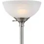 Maddox Modern Torchiere Floor Lamp Tall Satin Nickel Slim Profile Alabaster Glass Shade for Living Room Bedroom Uplight - 360 Lighting