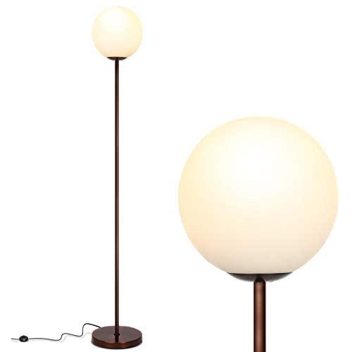 Brightech Luna - Frosted Glass Globe Floor Lamp - Mid Century Modern Standing Lighting for Living Rooms, Gets Compliments - Indoor Pole Light for Bedroom & Office - with LED Bulb- Oil Brushed Bronze