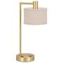 XiNBEi Lighting Table Lamp USB Desk Lamp with Fabric Shade, Modern Bedside Iron Lamp Satin Brass Finish for Bedroom Living Room & Office XB-TL1230-SB