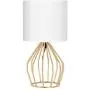 HAITRAL Gold Table Lamp - Modern Style Desk Lamp with Hollowed Out Base Linen Fabric Shade, Small Golden Bedside Lamp for Bedrooms, Living Room