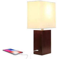 Brightech Mode LED USB Side Table & Desk Lamp – Modern Lamp for Bedroom, Living Room or Office with Ambient Lighting, Unique Lampshade & Useful USB Port Perfect Bedside Nightstand Light- Havana Brown