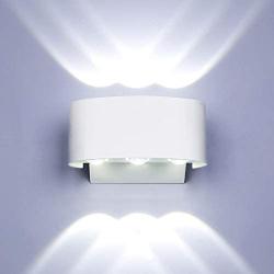 LIGHTESS Up Down Wall Lights Outdoor Indoor Wall Sconce 6W Waterproof Modern LED White Finish, 6000K, Cold White