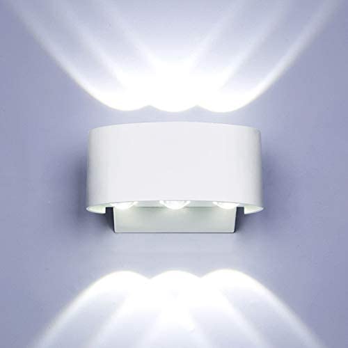 LIGHTESS Up Down Wall Lights Outdoor Indoor Wall Sconce 6W Waterproof Modern LED White Finish, 6000K, Cold White