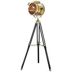 KWOKING Lighting Classic Tripod Floor Lamp Adjustable Legs Reading Light Nautical Spotlight Searchlight Design for Living Room Warehouse Bedroom in Black