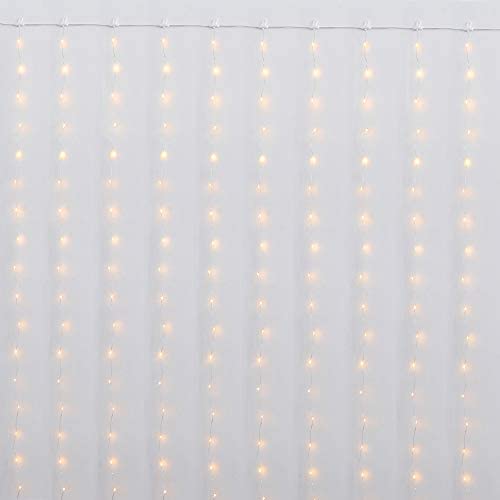 Curtain Lights, 8 Modes Fairy Lights String with Remote Controller, IP64 Waterproof, USB Plug in Twinkle Lights for Weddings, Parties, Backdrop, Wall Decorations, 300 Led（9.8x9.8Ft, Warm White）