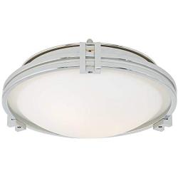 Deco Modern Ceiling Light Flush Mount Fixture Chrome 12 3/4'' Wide White Glass Bowl for Bedroom Kitchen Living Room Hallway Bathroom - Possini Euro Design