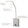 CO-Z Modern Wall Lamp Plug in, LED Bedside Wall Sconce Adjustable with Nickel Finish, 23’’ Silver Corded Wall Mount Light for Bedroom Bedside Bed Reading Living Room Hotel.