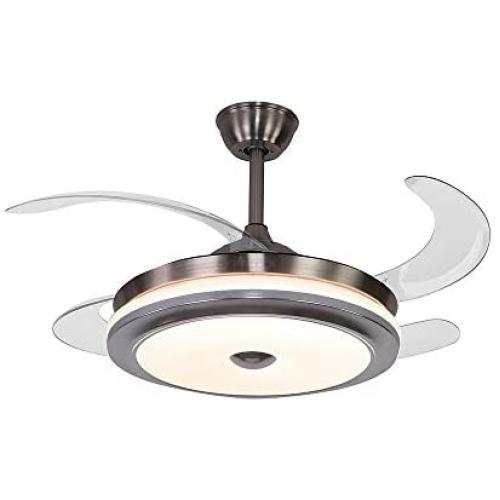 Ainfox 42'' Ceiling Fan with Light, 3 Speeds Invisible Retractable Chandelier Ceiling Fan with Remote Control, 3 Light Change Timing Function 4-Blades Fandelier Fan for Dining Room/Bedroom