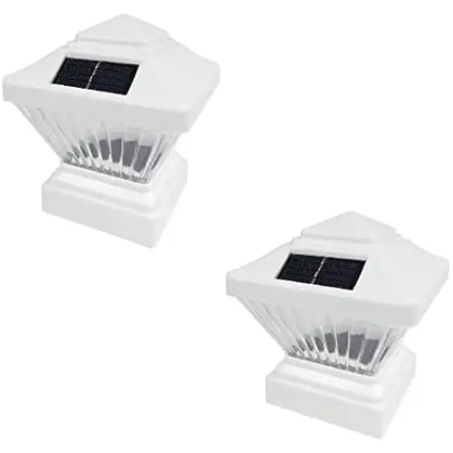 Square Solar LED Light Post Deck Cap 4x4 PVC Fence Style Outdoor Garden Light Landscape Lamp Lawn Vinyl Wood (White - 2 Pack) Square Solar LED Light Post Deck Cap 4x4 PVC Fence Style Outdoor Garden Light Landscape Lamp Lawn Vinyl Wood (White - 2 Pack)