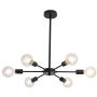 UOFUS Sputnik 6 Light Chandelier Black Mid Century Chandelie Modern Ceiling Light Fixture Pendant Lighting for Kitchen Dining Room Living Room Bedroom