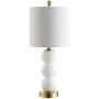JONATHAN Y JYL1021A February 21'' Glass/Metal LED Lamp Contemporary for Bedroom,Living Room,Office,College Dorm,Coffee Table,Bookcase, White/Brass Gold