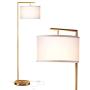 Brightech Montage Modern - Floor Lamp for Living Room Lighting - Bedroom & Nursery Standing Accent Lamp - Mid Century, 5 Tall Pole Light Overhangs Reading - with LED Bulb - Gold, Antique Brass