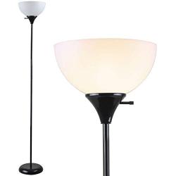 Newhouse Lighting NHFL-CH-BK Charles 71 inch Modern Standing, Torchiere Floor Lamp for Bedrooms, Living Room, Office, Reading, Includes Free LED Light Bulb, Black