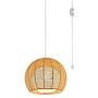 ANYE 15ft Transparent Plug-in UL On/Off Dimmer Switch Cord Retro Style E26 Lamp Holder Linen Rattan Hollow Double Lampshade Pendant Light for Dining Room Cafe Restaurant Bulbs Not Included