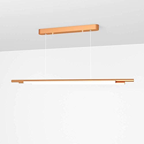 LED Chandelier Hanging Lighting Fixture, Simple Modern Linear Pendant Light for Dining Room, Living Room, Study Bedroom (Golden)