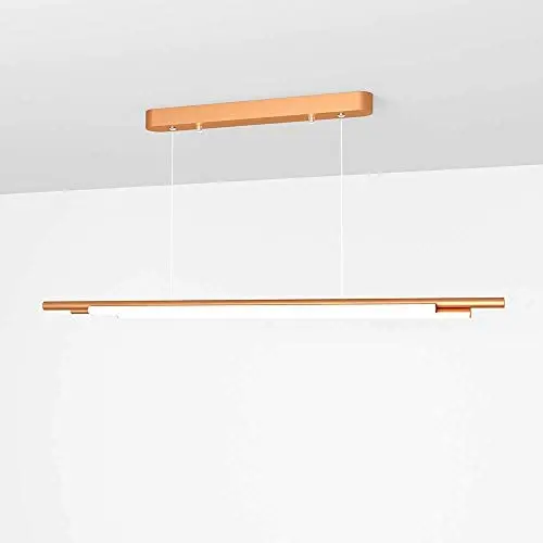 LED Chandelier Hanging Lighting Fixture, Simple Modern Linear Pendant Light for Dining Room, Living Room, Study Bedroom (Golden)