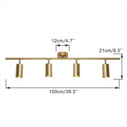 Modo Lighting Gold Track Lighting 4 Light Adjustable Flush Mount Ceiling Lighting Industrial Spotlights Lights Fixtures for Living Room Bedroom Kitchen Hallway(39.3”/100cm)