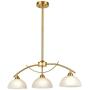Contemporary Frosted Glass Pendant Chandelier Light 3-Light Ceiling Hanging Lighting for Dining Room Kitchen Island Brass