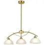 Contemporary Frosted Glass Pendant Chandelier Light 3-Light Ceiling Hanging Lighting for Dining Room Kitchen Island Brass