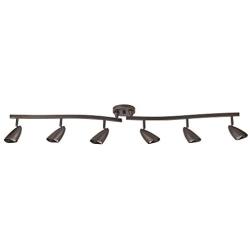 Globe Electric 59376 Grayson 6-Light Adjustable S-Shape Track Lighting, Bronze Color, Oil Rubbed Finish, Bulbs Included