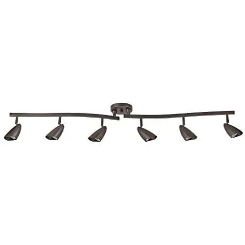 Globe Electric 59376 Grayson 6-Light Adjustable S-Shape Track Lighting, Bronze Color, Oil Rubbed Finish, Bulbs Included