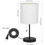 Modern Desk lamp，Black Bedside nightstand Table Lamps with White Fabric lampshade for Bedroom Living Room Office Guest Room, Set of 2