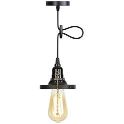 NAFEEZA On/Off Pull Chain Switch Pendant Light,Max 59 Inch Adjustable Hanging Swag Light,Industrial Ceiling Light Fixture for Kitchen Island Dining Room Farmhouse Garage Entryway Foyer Table,Black