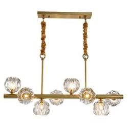 NOXARTE Brass Globe Chandelier Modern Pendant Light Fixture with Clear Crystal Shade for Dining Living Room 8 Lights