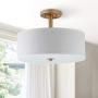 Safavieh LIT4192B Collection Clara 3 Chrome 16'' Semi Drum Flush Light, Gold