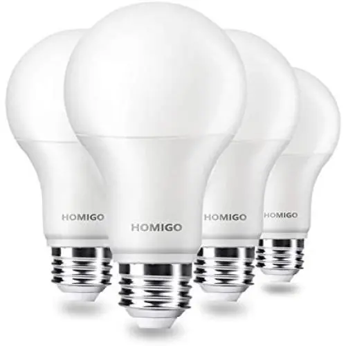Homigo LED Light Bulbs 45W Equivalent, 450 Lumens General Lighting Bulbs, 5000K Daylight White, Non-Dimmable LED Bulbs, E26 Standard Base for Home, Camping, Outside Lighting (4 Pack)