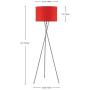 Ambiore Lisboa Tripod Floor Lamp - 62 inch Morden for Living Room Office - Metal Chrome Tripod with Red TC Fabric Shade