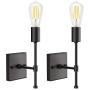 1 Light Wall Sconce, Modern Bathroom Vanity Light Fixture, Indoor Wall Mount Lamps, Farmhouse Black Wall Lights for Bedroom, Living Room, Mirror Cabinet, Kitchen, E26 Base (2-Pack)